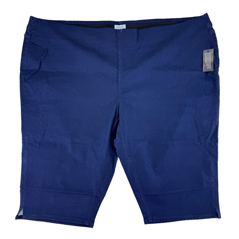 Denim & Co Comfy Knit Denim Pedal Pusher Pants Size 5X Deep Indigo Blue